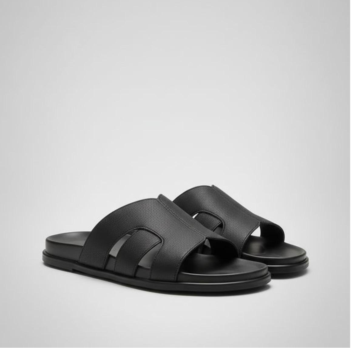 Sargii Elite Leather Slipper | Black Edition |
