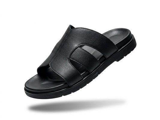 Sargii Elite Leather Slipper | Black Edition |